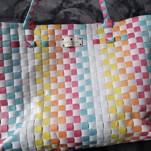 Kate Spade Multicolor Woven Tote Beach Bag